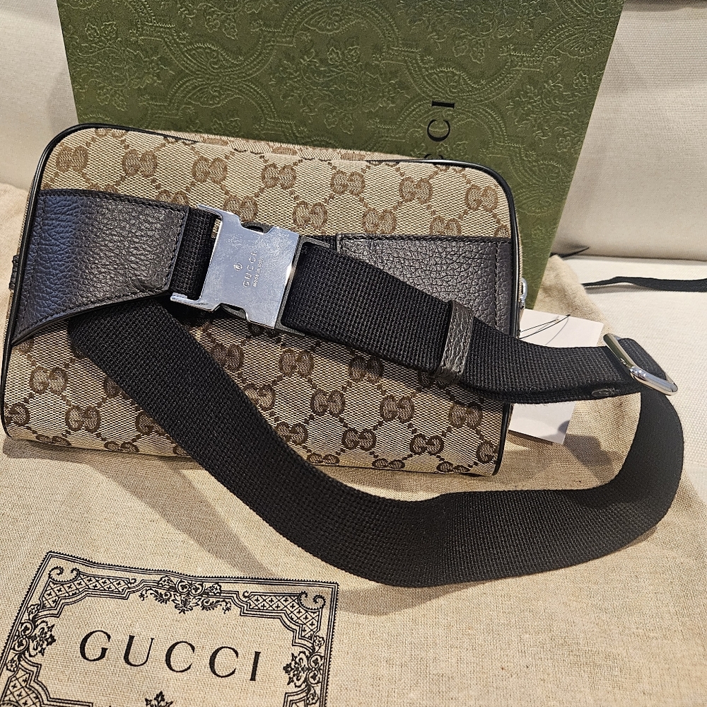 Gucci Original GG Guccissima Canvas Beige Fanny Pack Belt Bag New - Picture 8 of 13